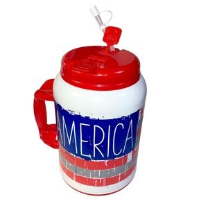 USA Whirley Flag Tanker Mug Huge 100 OZ Insulated Straw New Patriotic America